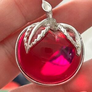 Sarah Coventry Elegant Silver and Red Apple Pendant